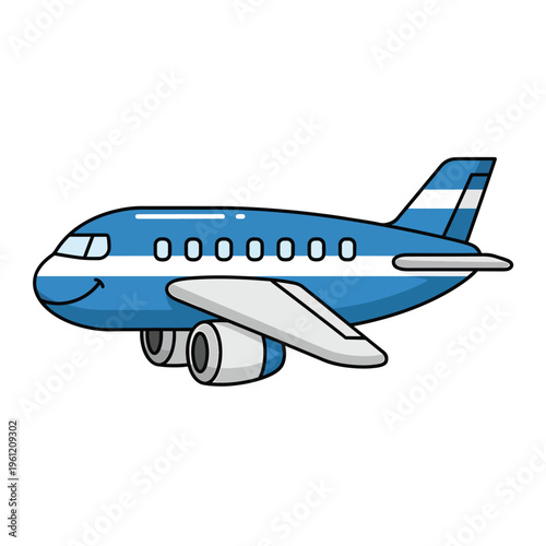 Blue and white cartoon airplane vehicle.