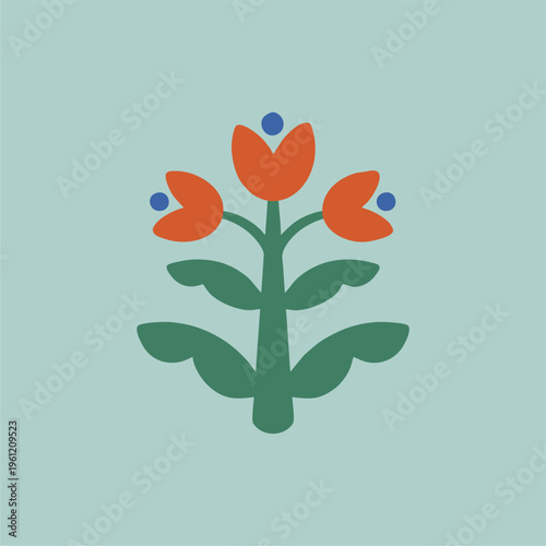 	
Abstract botanical drawing. Colorful flower, pattern design for print, wallpaper, clip art. Hand drawn vector illustration. Simple cute drawing.