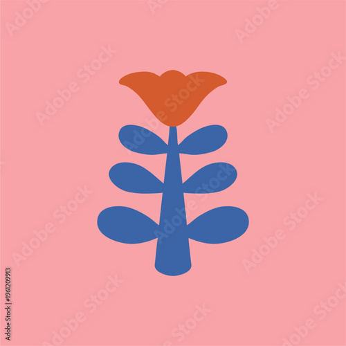 	
Abstract botanical drawing. Colorful flower, pattern design for print, wallpaper, clip art. Hand drawn vector illustration. Simple cute drawing.