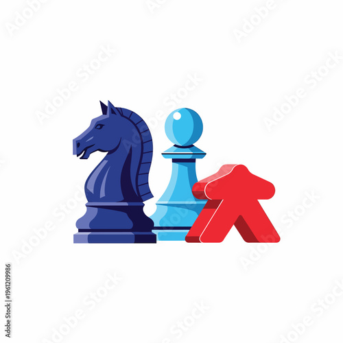Chess pieces on a white background.