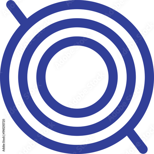 Blue target focus concentric circles with crosshairs symbol vector