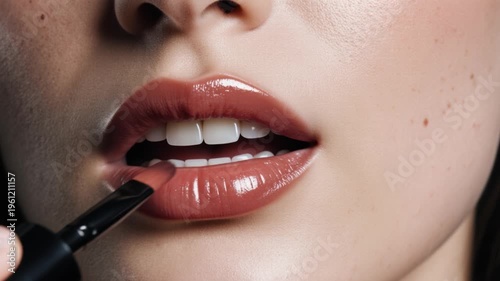 Glossy Lips Close-Up, Elegance in Modern Portrait