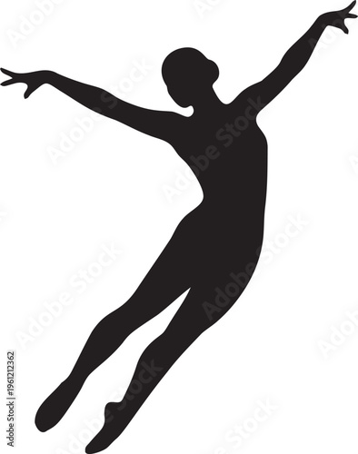 Silhouette of a female ballet dancer in motion, elegant pose.
