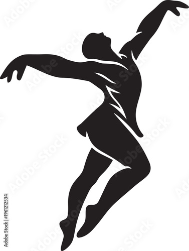 Ballet dancer in graceful pose, elegant movement, silhouette.