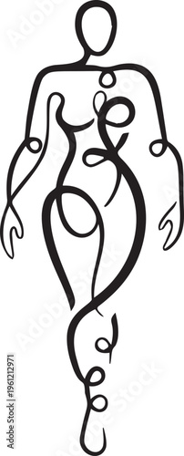 Abstract female body line art silhouette for spa and beauty therapy.