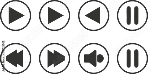Player on white background buttons pause rewind
