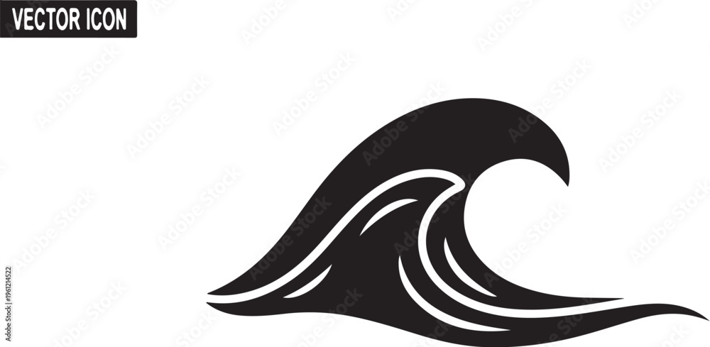 Obraz premium Simple black wave icon on white background vector graphic