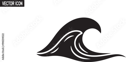 Simple black wave icon on white background vector graphic