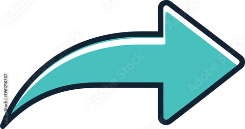 Curved teal arrow with dark outline indicating share or redirect