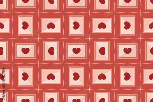 Romantic Valentine lifestyle pattern featuring heart-shaped photo frames. Perfect for memory themes, love stories, scrapbooking, greeting cards and decorative backgrounds.
