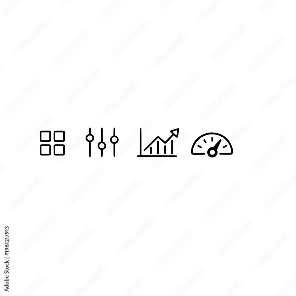 Obraz premium Four icons representing data metrics