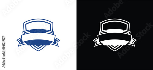 Shield Ribbon Badge Logo Template, Classic Emblem Design for Security Branding