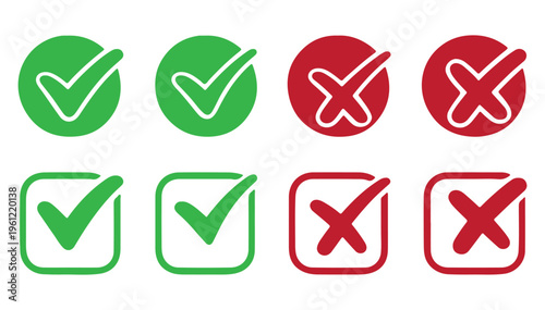 Checkmark and Cross Icon Set yes, no, correct, wrong, success, failure