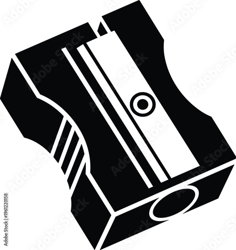 Pencil sharpener icon isolated on white background, stationery and school supply symbol for office, education, writing tools and classroom equipment design concept