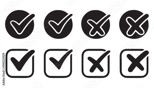 Checkmark and Cross Icon Set yes, no, correct, wrong, success, failure