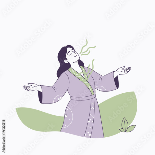 Woman enjoying a moment of deep relaxation and peace.