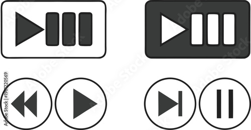 Black and white player control controls pause