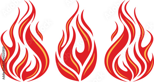 Red and orange flame decals on white background yellow