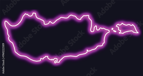 Glowing purple outline of the caribbean island chain