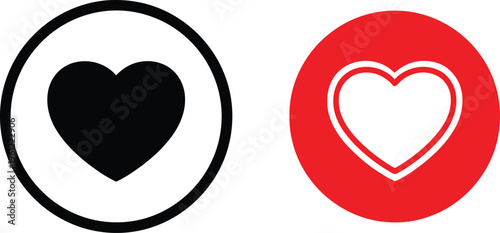 Contrast between solid and outlined hearts in circular frames