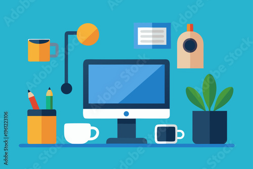 Creative Home Desk Setup Graphic Tablet Colorful Art