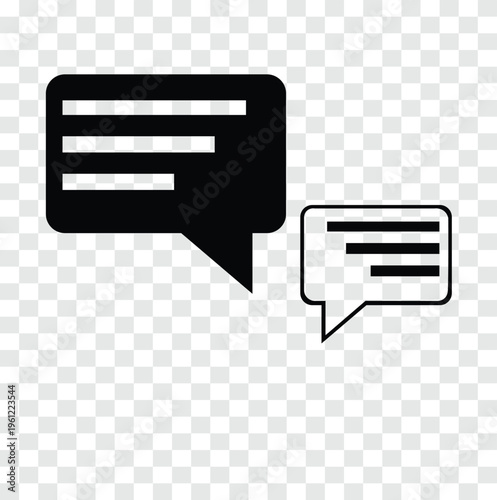 Chat Bubbles Icon Set Filled and Outline Speech Messages Vector Illustration Communication Symbols Isolated on Transparent Background