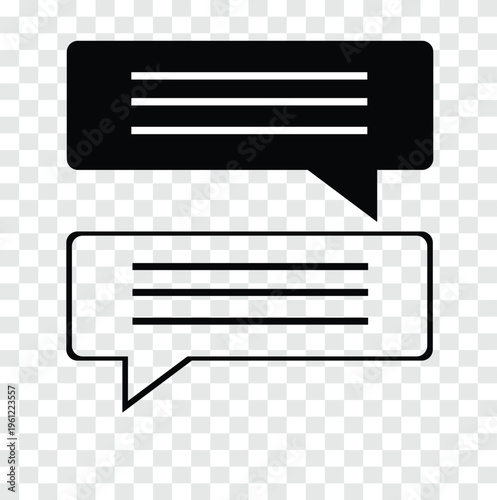 Chat Message Bubbles Icon Filled and Outline Speech Boxes Vector Illustration Communication Symbol Isolated on Transparent Background