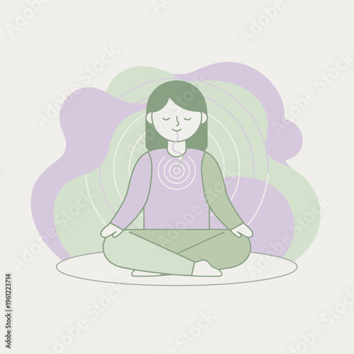 Woman Meditating in Lotus Pose Calmly.