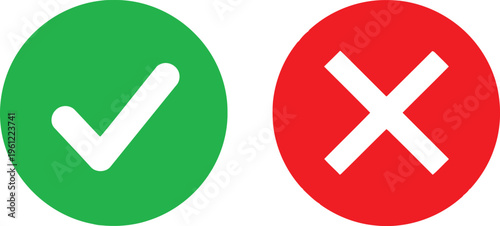 Visual representation of correct and incorrect actions using check and cross symbols
