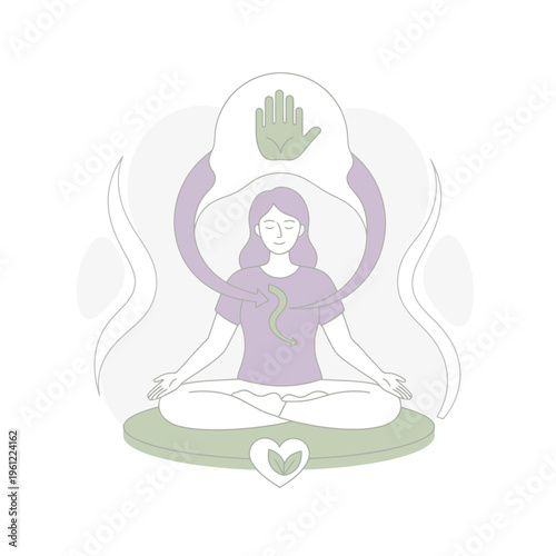 Woman Meditating in Lotus Pose with Protective Aura.