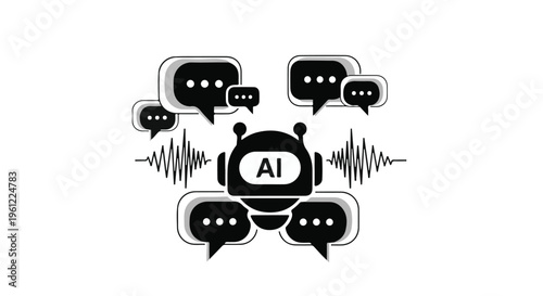 AI chatbot conversation illustration with speech bubbles
