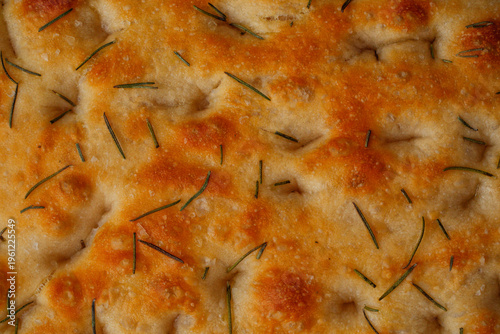 Bild auf Leinwand close up of bread, rosemary focaccia