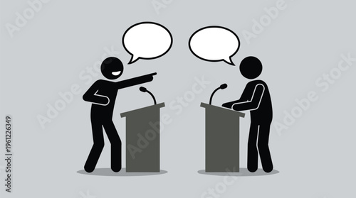 Political Debate Argument Between Speakers at Podiums