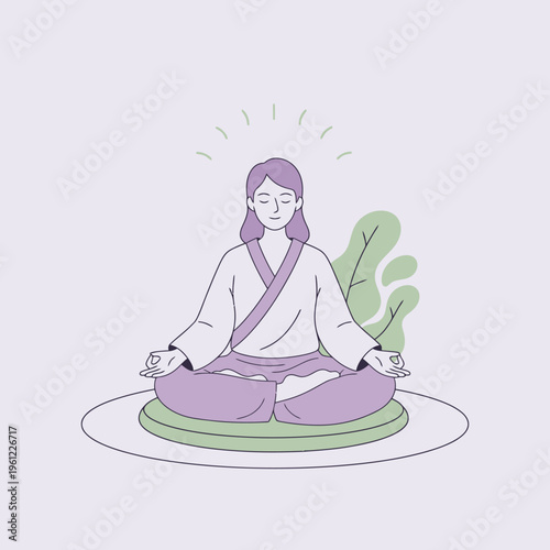 Woman meditating peacefully in lotus position.