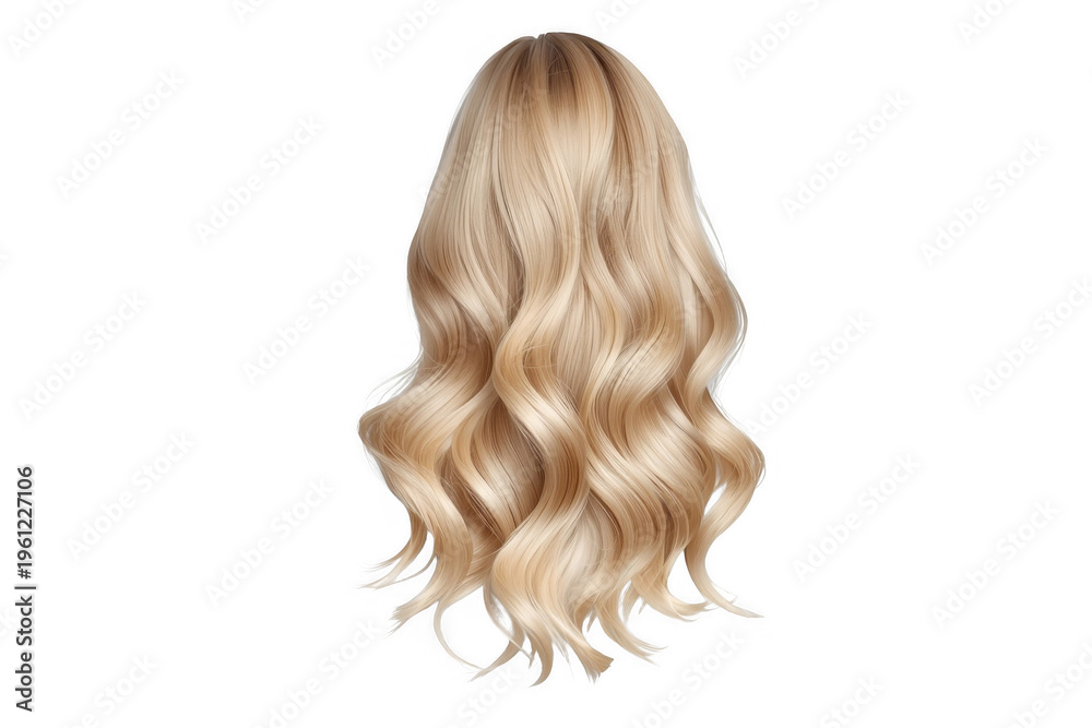 Naklejka premium Long wavy blonde hair wig on transparent background