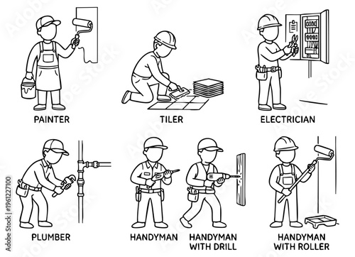 Building and repair professionals doing home improvement work