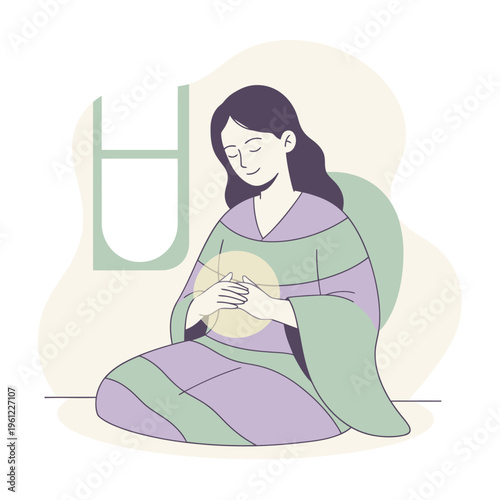 Woman meditating with glowing orb in her hands.