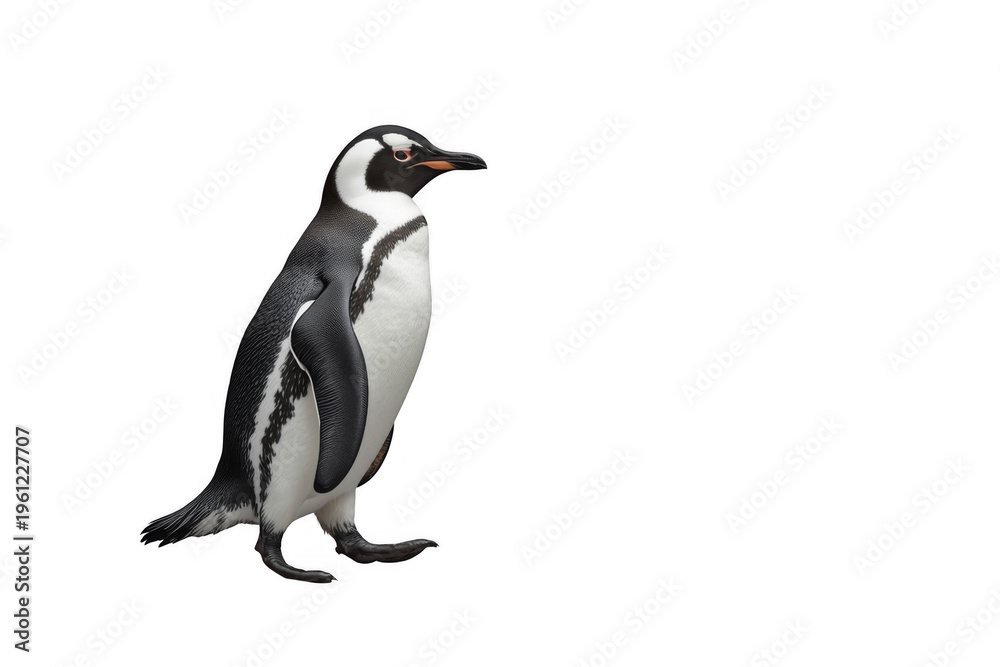 Fototapeta premium African penguin walking in profile with transparent background