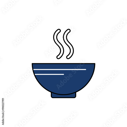 A flat vector icon of a steaming bowl with two simple steam lines, ultra minimal style, thin outline

