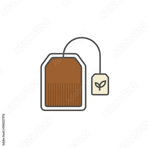 A flat vector icon of a teabag with a small tag