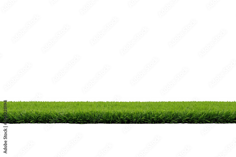Fototapeta premium Fresh green grass strip with transparent background