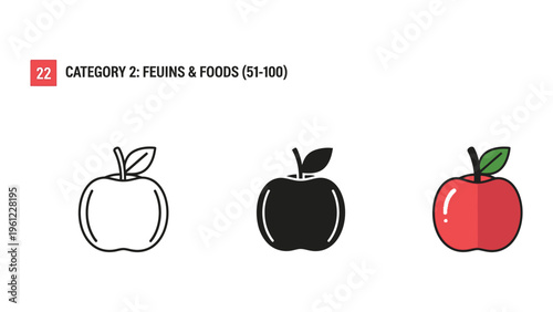 Apple Icon Set Food Graphics Commercial