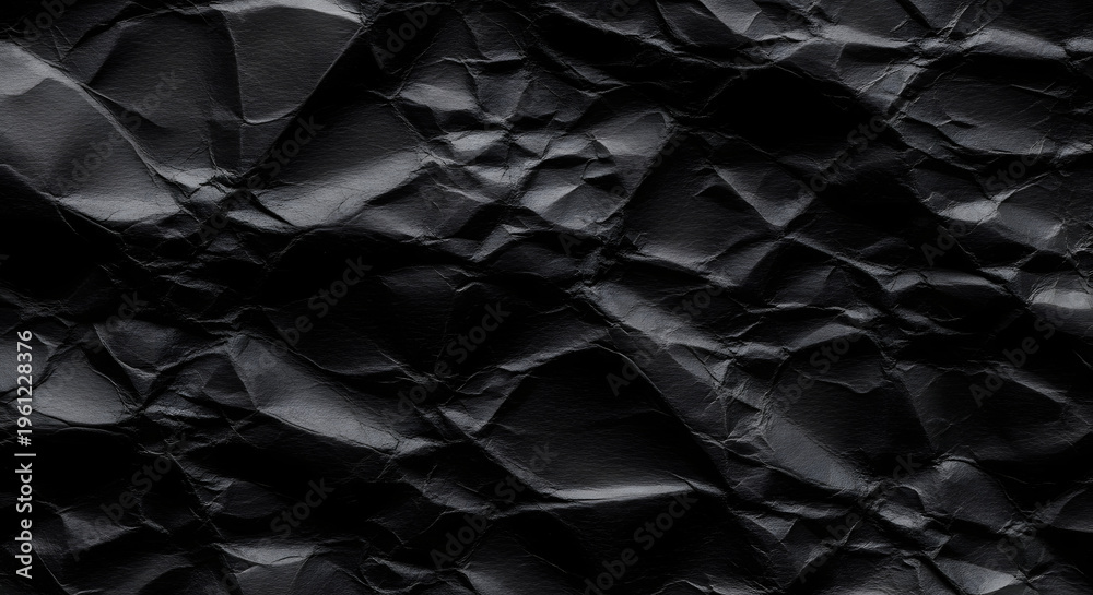 Fototapeta premium Close up of black leather texture with crumpled surface