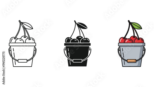 Cherry Bucket Harvest Illustration Commercial
