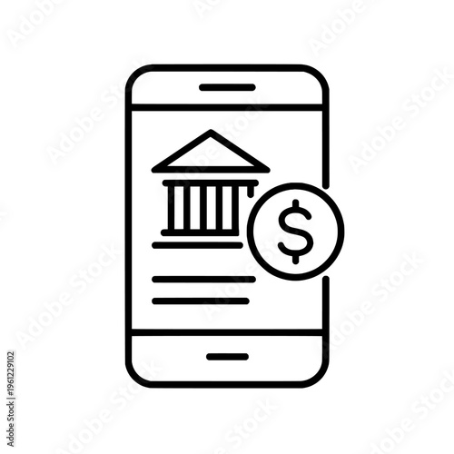 Mobile phone with banking and dollar sign on screen