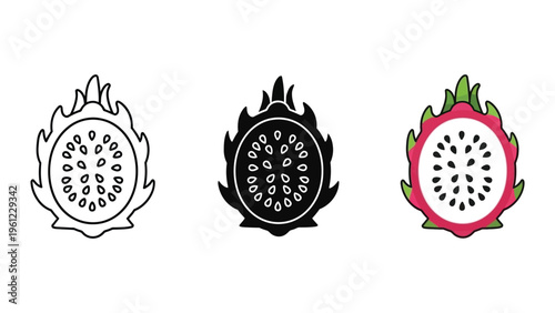 Dragon Fruit Icon Collection Vector Exotic Food