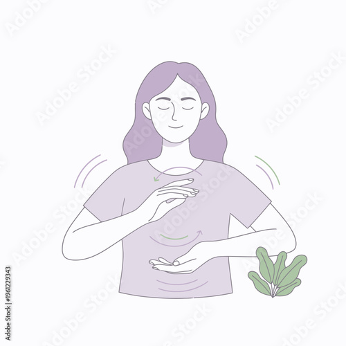 Woman practicing mindful meditation and energy flow.