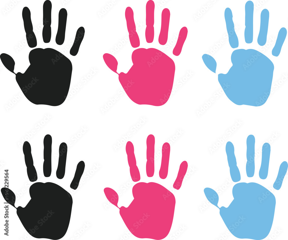 Fototapeta premium colorful hand prints vector illustration, flat design