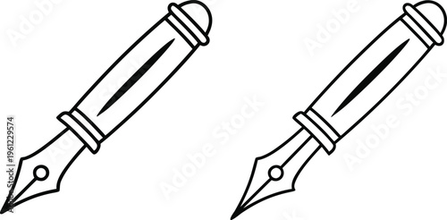 Two black and white fountain pen nibs with holders writing instrument line stationery
