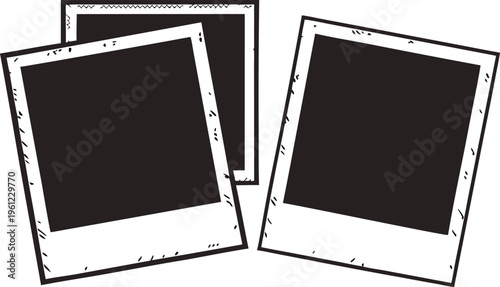 Black and white grunge frames polaroid instant camera